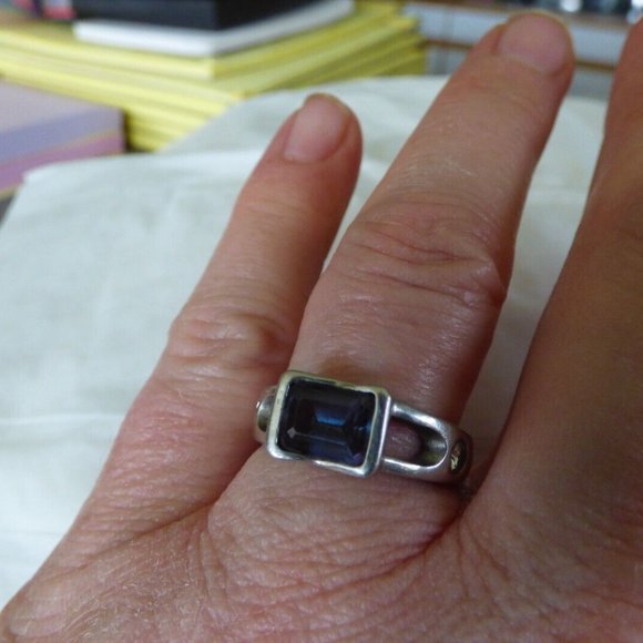 OOAK ARTISAN PLATINUM ALEXANDRITE MOISSANITE OPEN SHOULDER MEN PINKY RING 7.5 - Picture 5 of 14